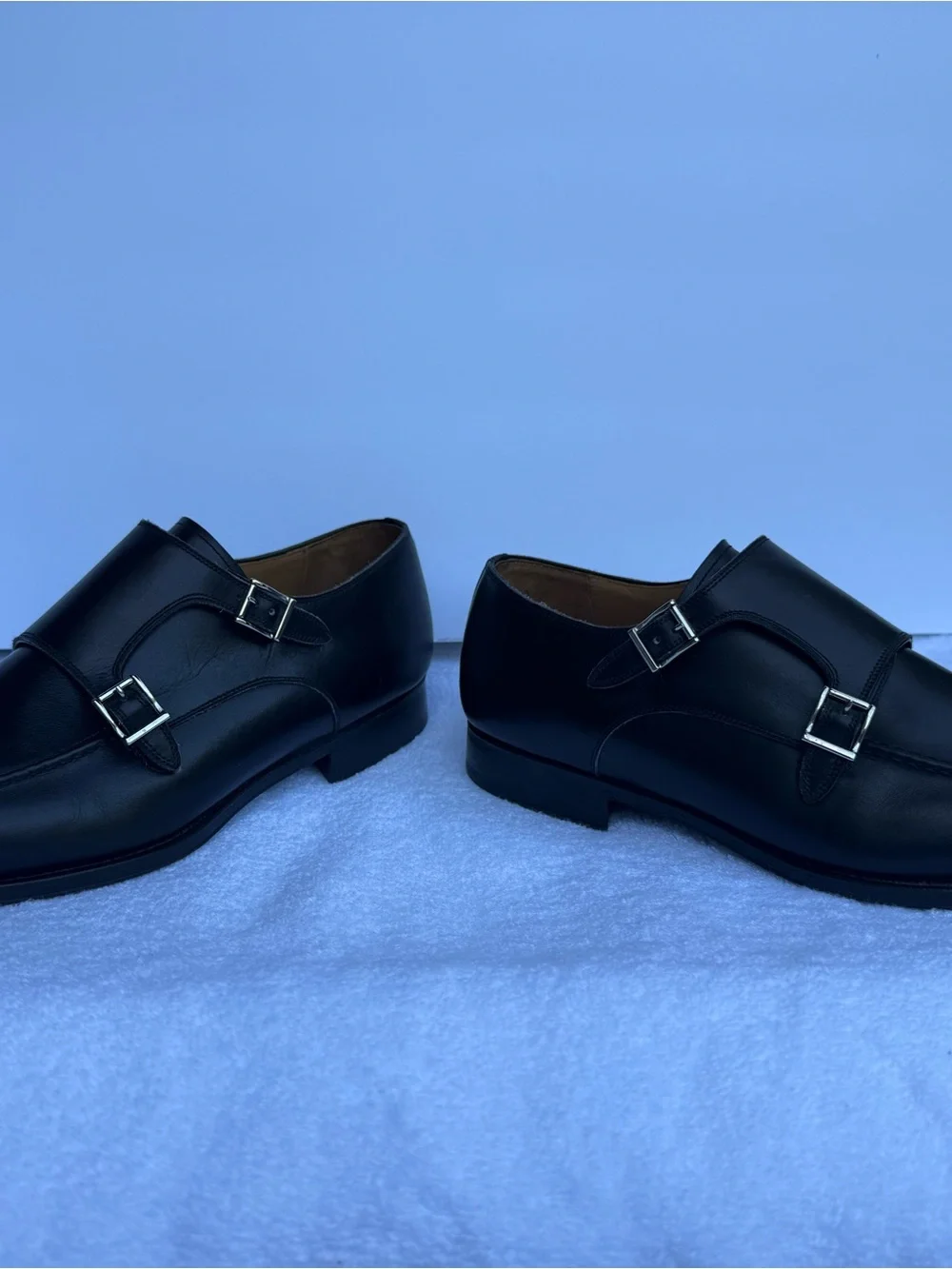 Magnanni Black Leather Double Monk Straps